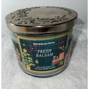 Bath & Body Works FRESH BALSAM Scented 3 Wick CANDLE 25-45 Hours DELICIOUS!
